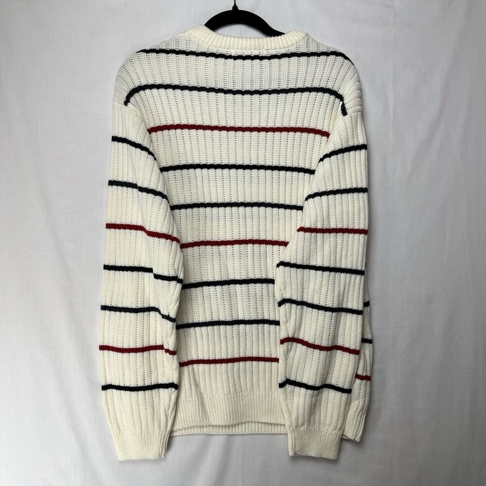Sun River Clothing Co Pull Over Knit Sweater Women’s XL Red Black Ivory Stripes - Picture 12 of 12